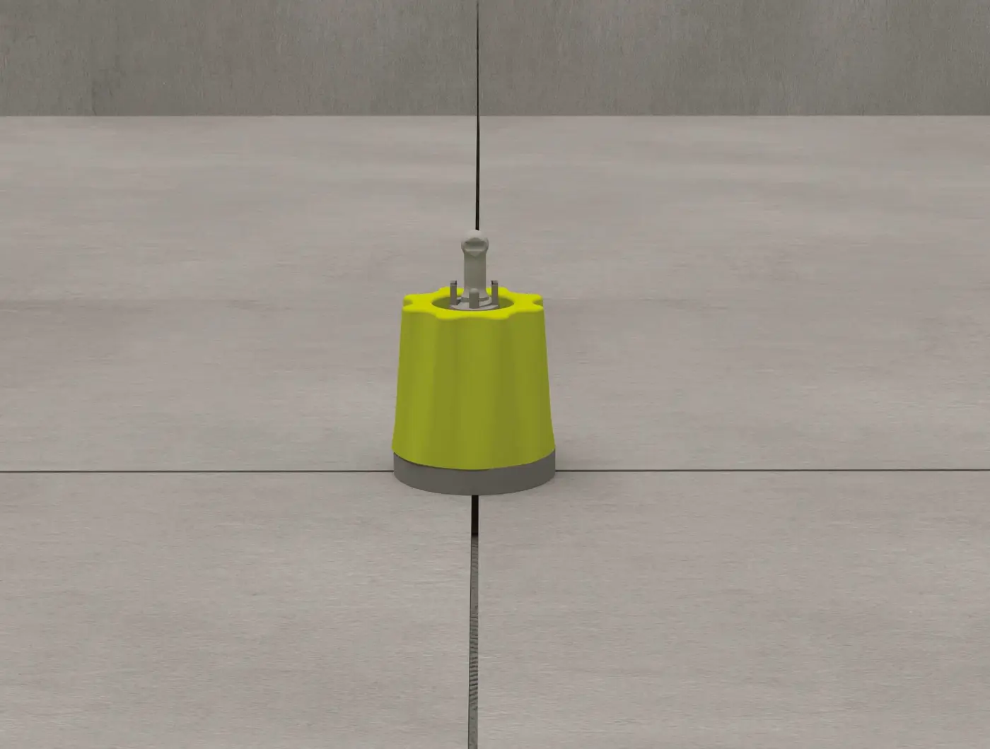 Leveltec Kappe sitzt auf der Spindel in der Fuge
