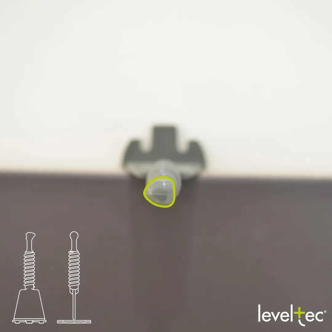 Nahaufnahme der Leveltec Spindel beim Einrasten