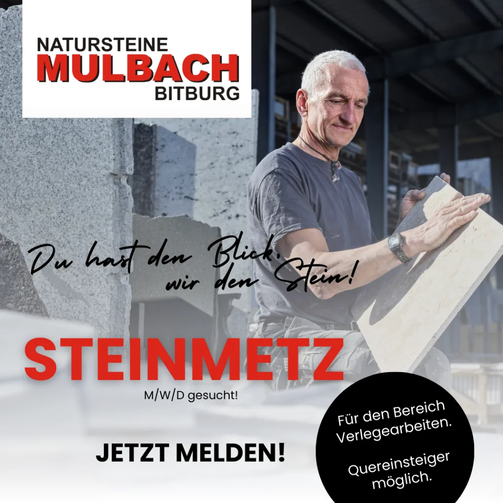 Steinmetz gesucht – Natursteine Mulbach Bitburg